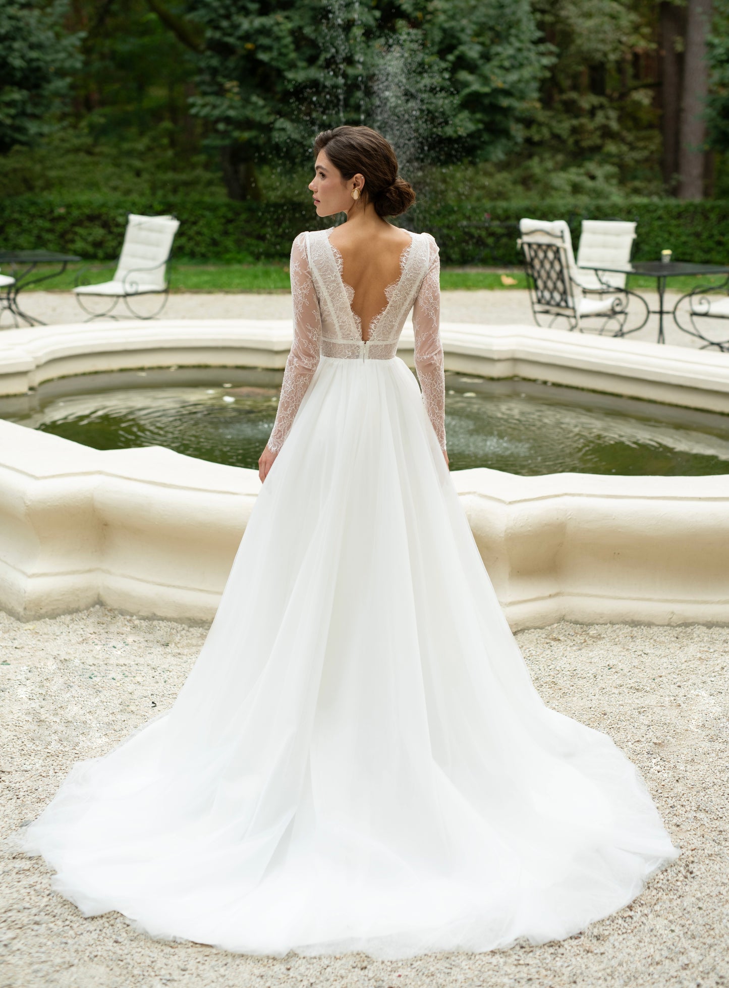 Romantic Long Lace Sleeve Wedding Dress and Ball-gown Skirt - Borgia