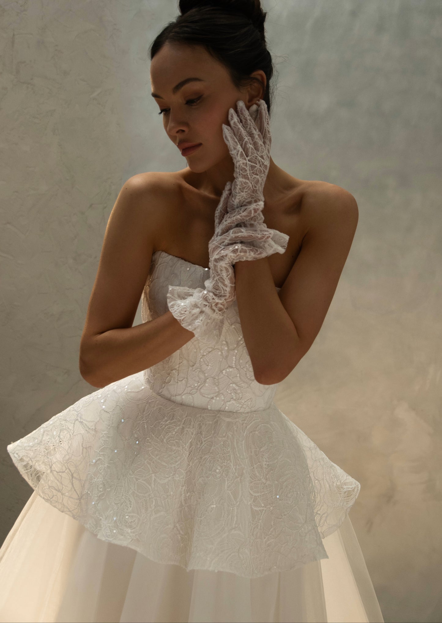 Peplum Midi Wedding Dress - Lunet