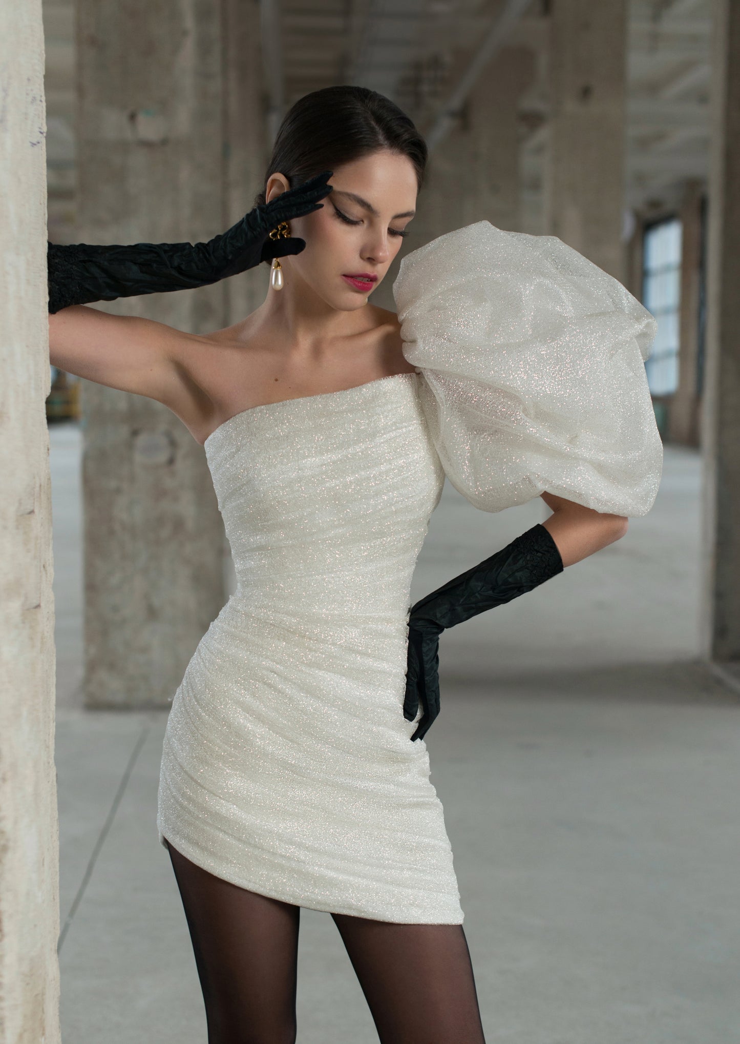 One-Shoulder Mini Bridal Dress - Virgo